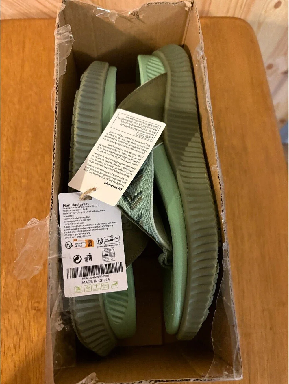 Kuaillu Women's Green Sandal Flip Flops Size US 8.5 EU 39